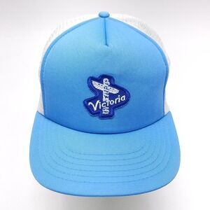 Victoria BC Canada Trucker Hat Blue Mesh Foam Patch Dad Cap Snapback Vintage
